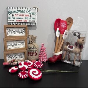 Christmas Holiday Kitchen Decor Set Red White Bundle